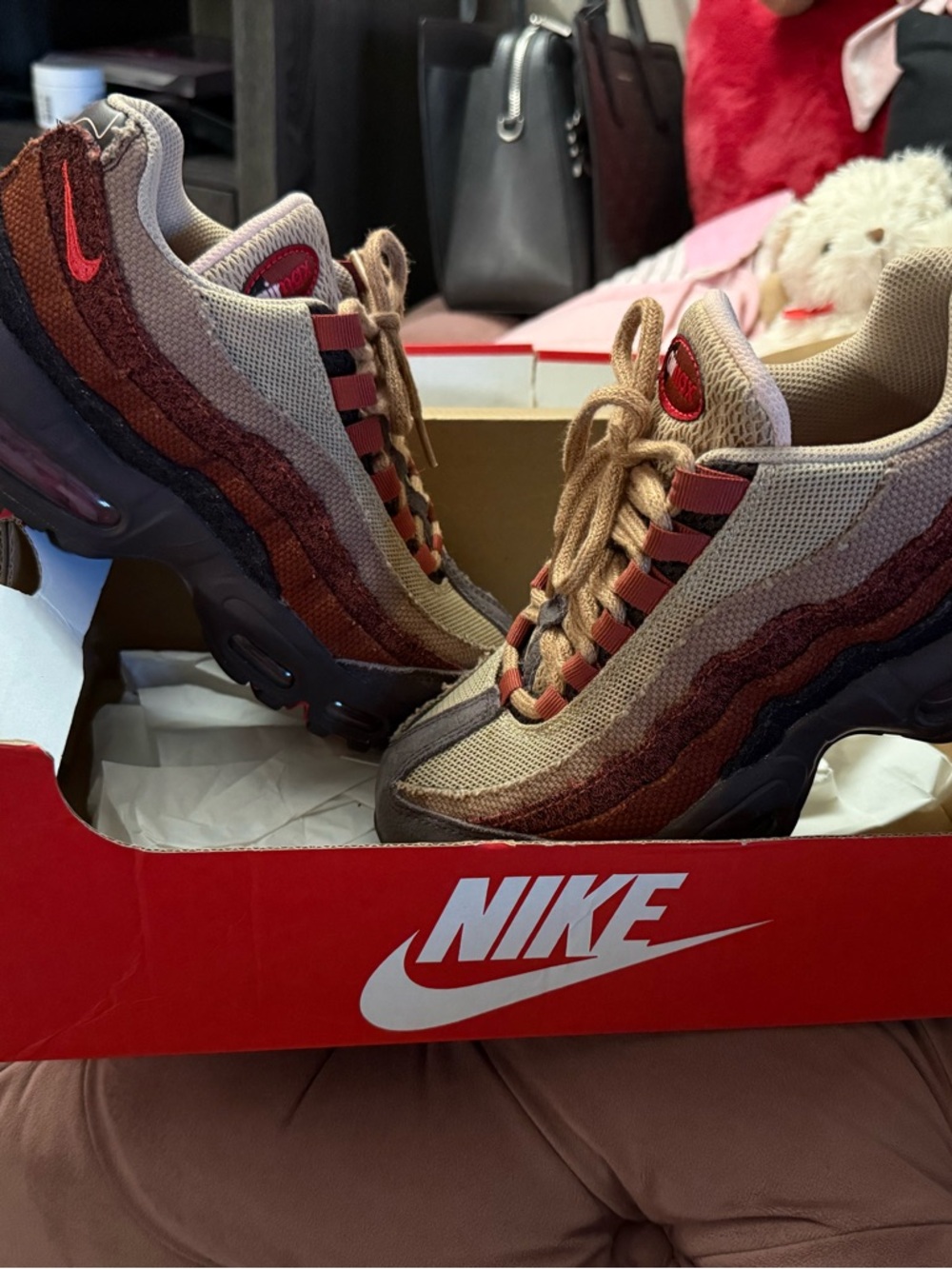 Nike Brown & Red Layered Air Max Sneakers